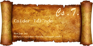 Csider Tünde névjegykártya